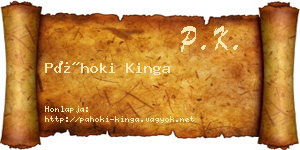 Páhoki Kinga névjegykártya