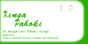kinga pahoki business card
