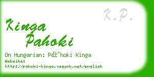kinga pahoki business card